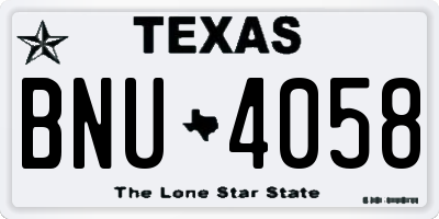 TX license plate BNU4058