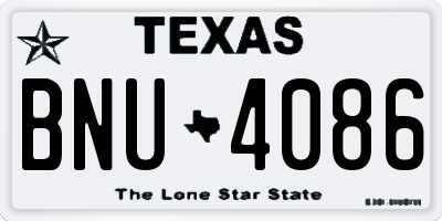 TX license plate BNU4086