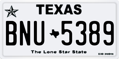 TX license plate BNU5389