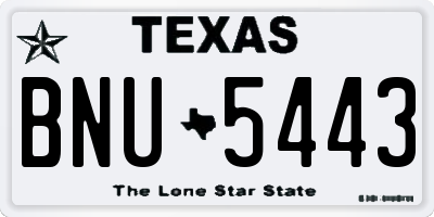 TX license plate BNU5443