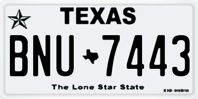 TX license plate BNU7443