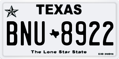 TX license plate BNU8922