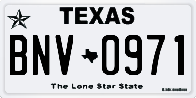 TX license plate BNV0971