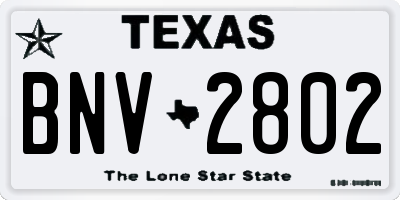TX license plate BNV2802