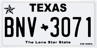 TX license plate BNV3071