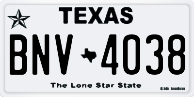 TX license plate BNV4038