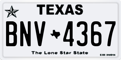 TX license plate BNV4367