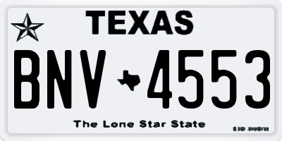 TX license plate BNV4553