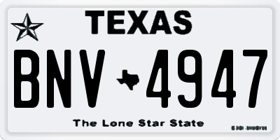 TX license plate BNV4947