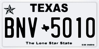 TX license plate BNV5010