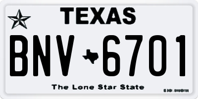 TX license plate BNV6701