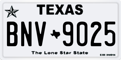 TX license plate BNV9025