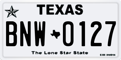 TX license plate BNW0127