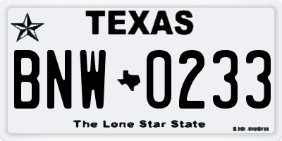 TX license plate BNW0233