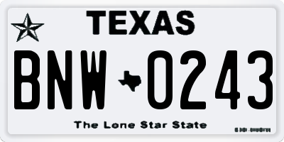 TX license plate BNW0243