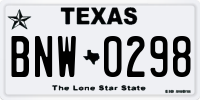 TX license plate BNW0298