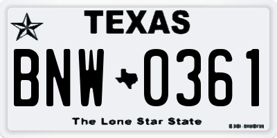 TX license plate BNW0361