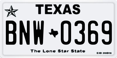 TX license plate BNW0369