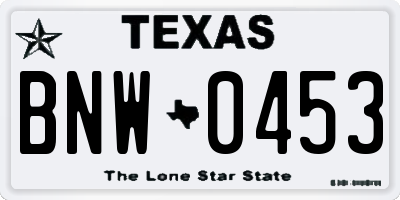 TX license plate BNW0453