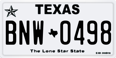 TX license plate BNW0498