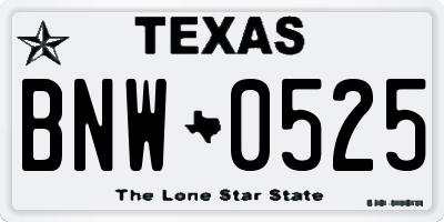 TX license plate BNW0525