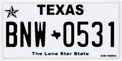 TX license plate BNW0531