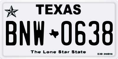 TX license plate BNW0638