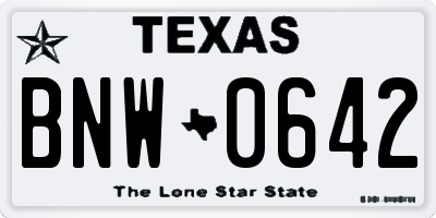 TX license plate BNW0642