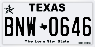 TX license plate BNW0646