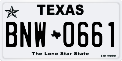 TX license plate BNW0661