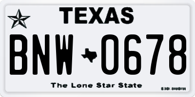 TX license plate BNW0678
