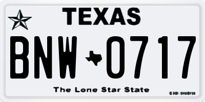 TX license plate BNW0717
