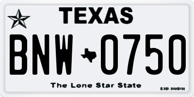 TX license plate BNW0750
