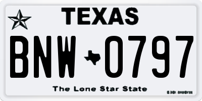 TX license plate BNW0797