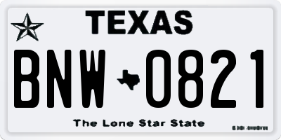 TX license plate BNW0821