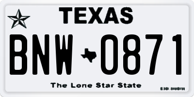 TX license plate BNW0871