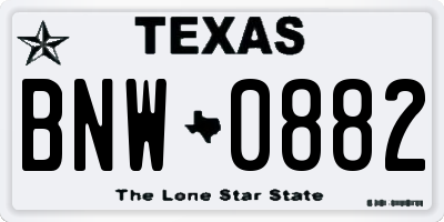 TX license plate BNW0882