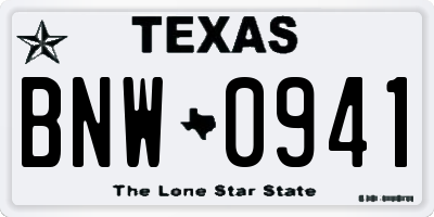 TX license plate BNW0941
