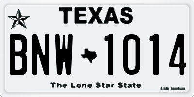 TX license plate BNW1014