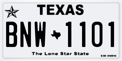 TX license plate BNW1101