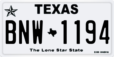 TX license plate BNW1194
