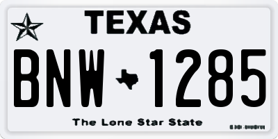 TX license plate BNW1285