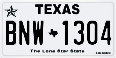 TX license plate BNW1304