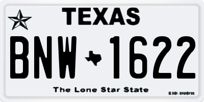 TX license plate BNW1622