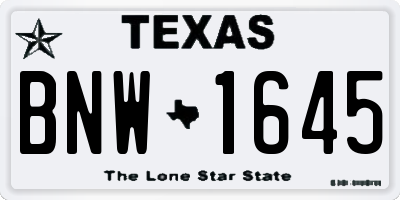 TX license plate BNW1645