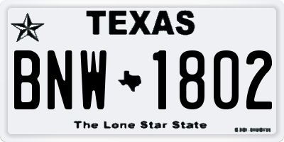 TX license plate BNW1802
