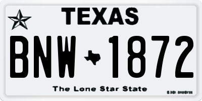 TX license plate BNW1872