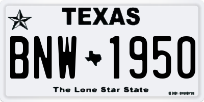 TX license plate BNW1950