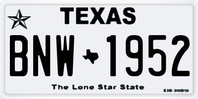 TX license plate BNW1952