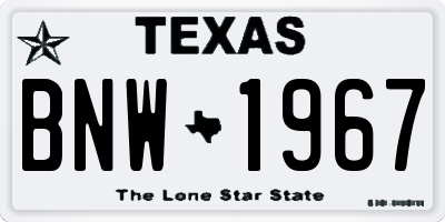 TX license plate BNW1967